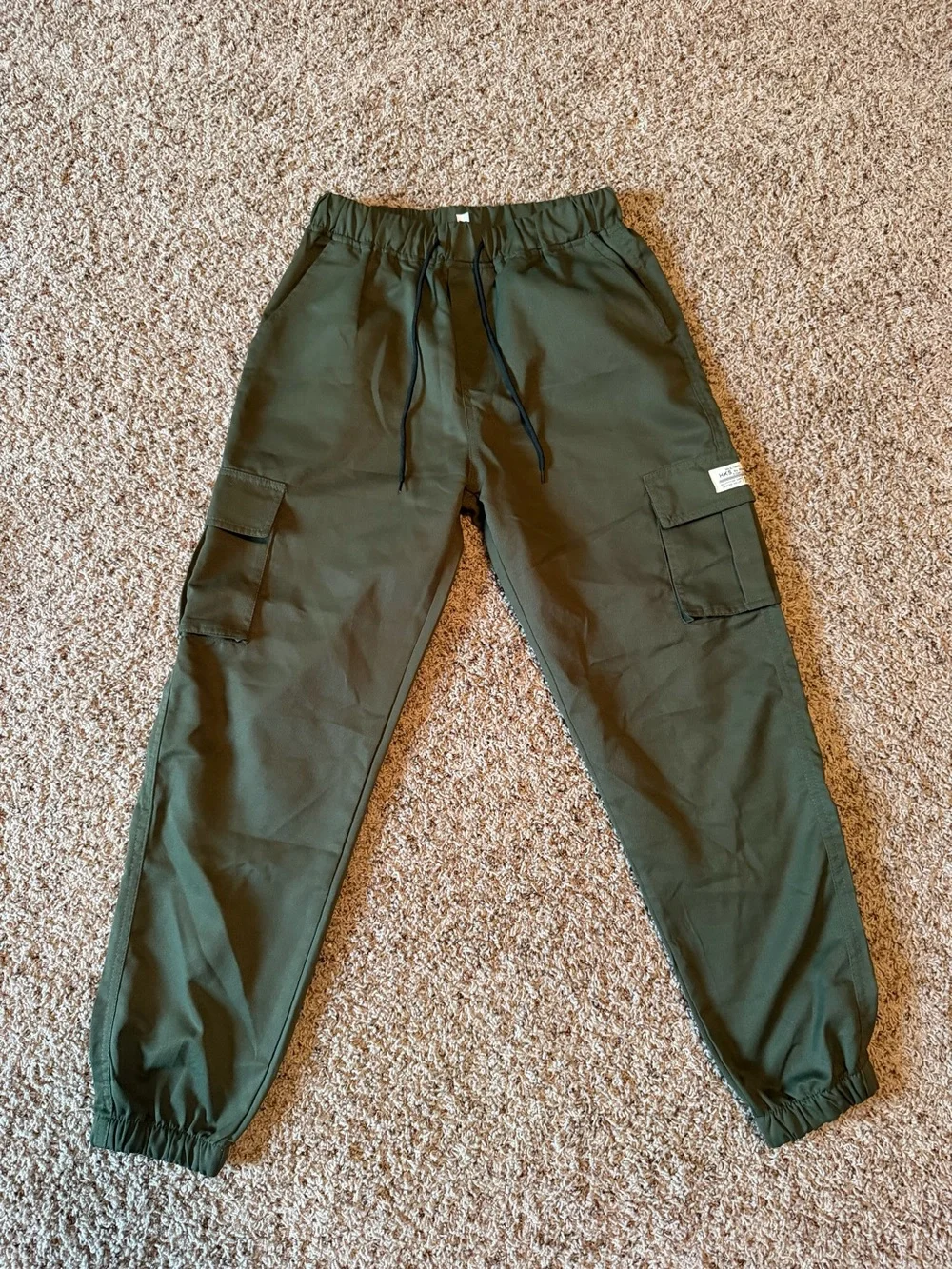 SHEIN Men’s XS Cargo Jogger Drawstring Pants 3p bundle Blue Green Beige